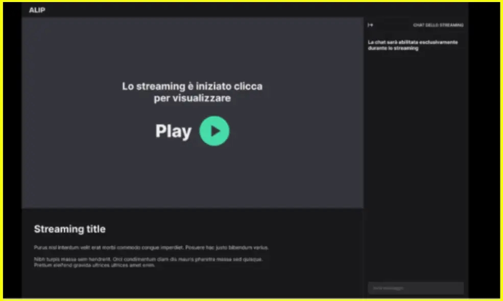 Preview della piattaforma web